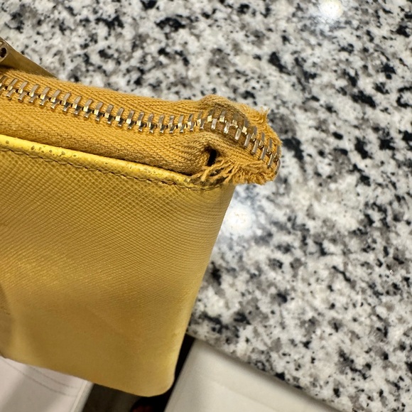 Prada Yellow Saffiano Leather Zip-Around Wallet with Bow Accent - Picture 5 of 5